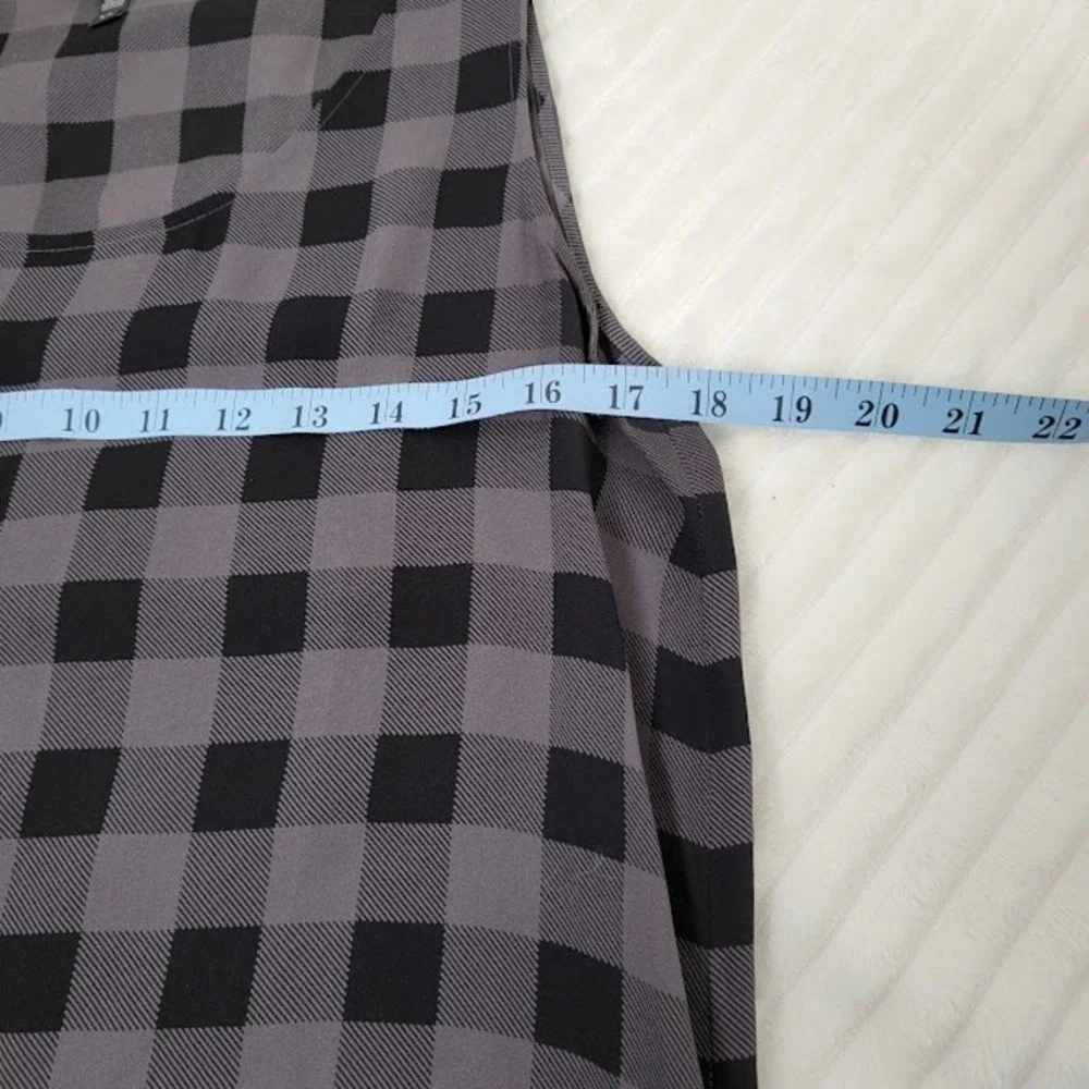 Eileen Fisher Silk Midi Dress Black Gray Plaid Sleeveless Quiet Luxury Chic - Picture 5 of 10